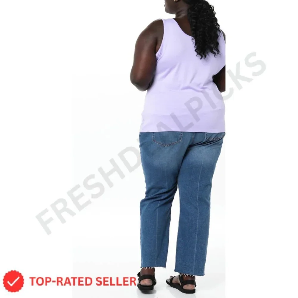 Plus Size Slim Fit Tank Tops Pack of 2 Soft Cotton Modal Rib Essential - Picture 7 of 7